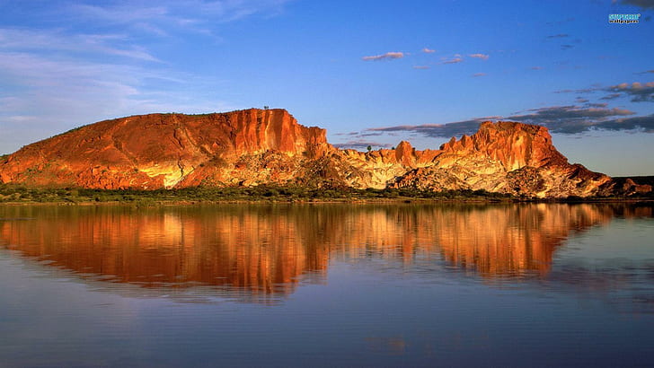 Rainbow Valley Conservation Reserve, reflection, lake, sunlight, cliffs, rocks, nature and landscapes, HD wallpaper