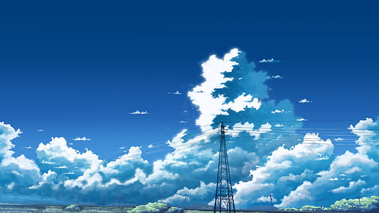 niebo anime, krajobraz anime, chmury, anime, Tapety HD HD wallpaper