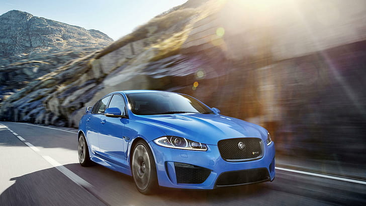 Jaguar XFR S 2014, blue sedan, jaguar, 2014, cars, HD wallpaper