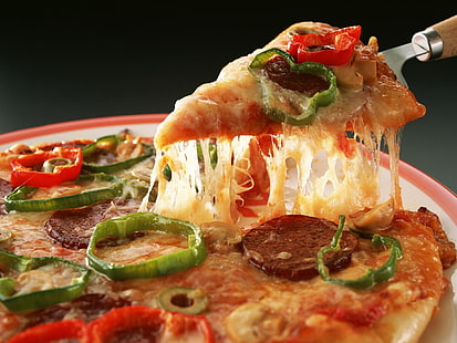 pizza pepperoni, makanan, Wallpaper HD HD wallpaper