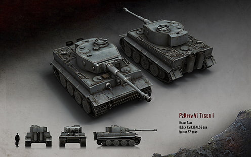 сив тапет танк, Тигър, резервоар, тежък, HD тапет HD wallpaper