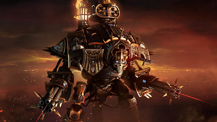 gray steel robot poster, Warhammer 40K, Dawn of War III, Dark Queen, Lady Solaria, 4K, HD wallpaper
