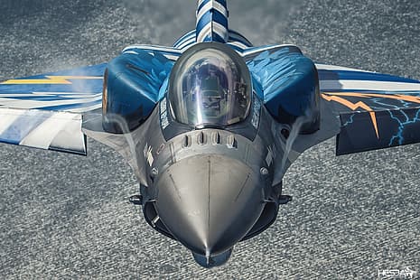 海、戦闘機、ランタン、F-16、F-16ファイティングファルコン、プラントルの影響—グラウエルト、コックピット、ギリシャ空軍、ギリシャ空軍、ILS、HESJA航空写真、 HDデスクトップの壁紙 HD wallpaper