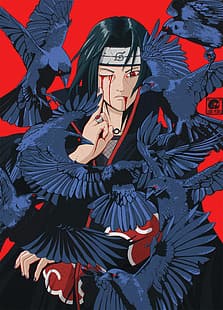  artwork, digital art, Naruto (anime), Naruto Shippuuden, Uchiha Itachi, HD wallpaper HD wallpaper