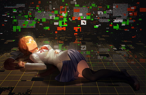 Doki Doki Literature Club, visuell roman, animeflickor, Monika (Doki Doki Literature Club), HD tapet HD wallpaper