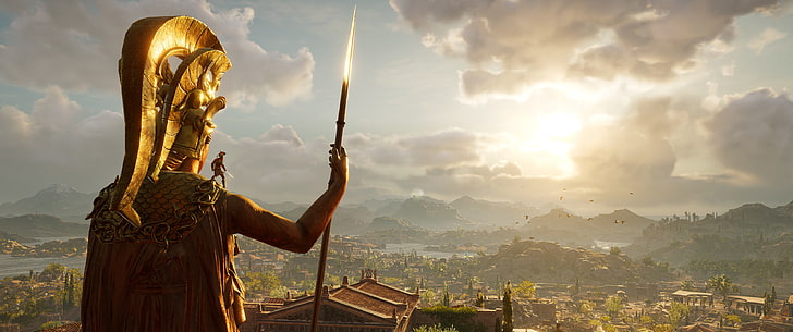 video games, Video Game Art, Assassin's Creed Odyssey, Greece, ancient greece, Spartans, mythology, ultrawide, ultra-wide, Assassin's Creed, Alexios, HD wallpaper