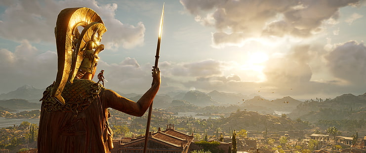 video games, Video Game Art, Assassin's Creed Odyssey, Greece, ancient greece, Spartans, mythology, ultrawide, ultra-wide, Assassin's Creed, Alexios, HD wallpaper HD wallpaper