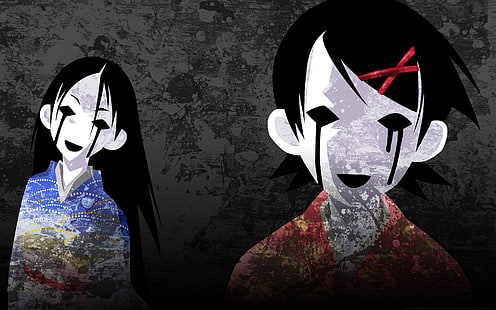ragazzo e ragazza che indossano maschera digitale, Sayonara Zetsubou Sensei, anime, Sfondo HD HD wallpaper