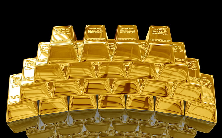 denaro, oro, metallo, lingotto d'oro, Sfondo HD