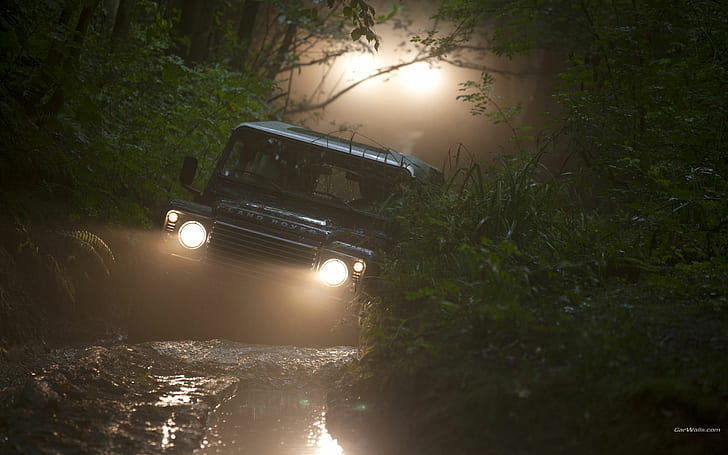 Land Rover Off Road SUV Luces de barro Jungle HD, autos, carretera, luces, selva, rover, todoterreno, apagado, tierra, barro, Fondo de pantalla HD