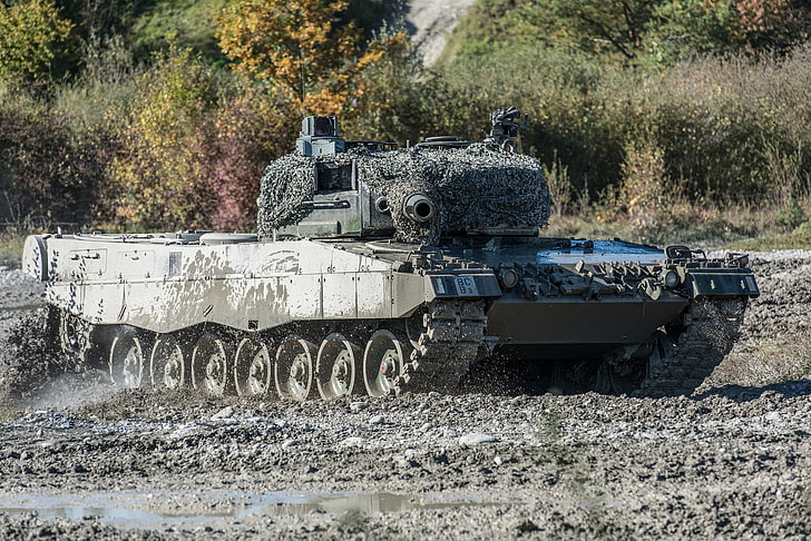 field, dirt, the barrel, tank, combat, Leopard 2, maneuvers, HD wallpaper