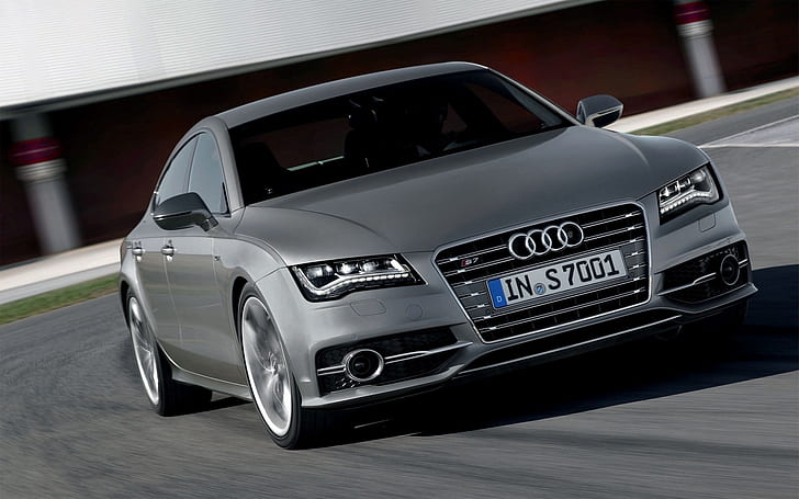 Audi S7 сив автомобил отпред, сребърен ауди седан, Audi, Grey, Car, Front, View, HD тапет