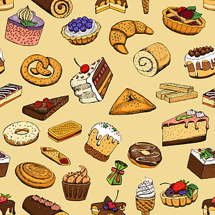 фон, храна, текстура, десерт, сладки, сладкиши, безшевни, HD тапет HD wallpaper