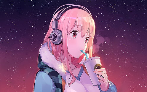 anime girls, anime, Super Sonico, headphones, HD wallpaper HD wallpaper