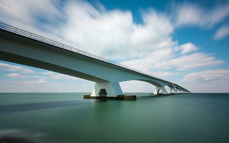 다리 건축, 흰색 콘크리트 다리, 세계, 1920x1200, 구름, 강, 다리, 건축, HD 배경 화면