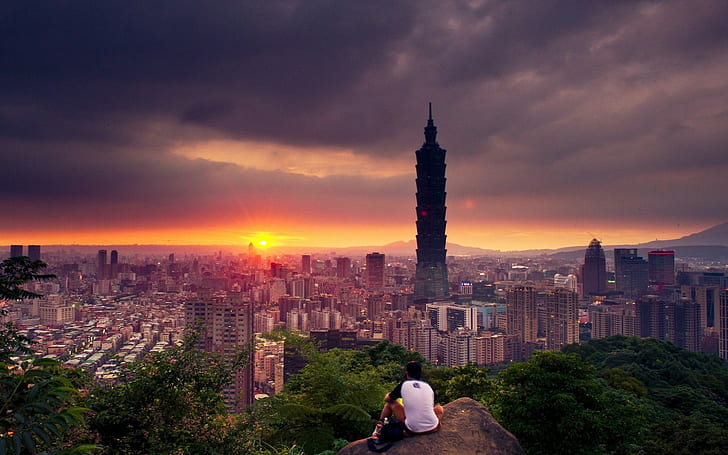 مدن ، تايبيه ، الصين ، تايبيه 101 ، تايوان، خلفية HD