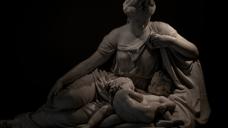 Sculpture grecque antique, sculpture, mère, bébé, Fond d'écran HD