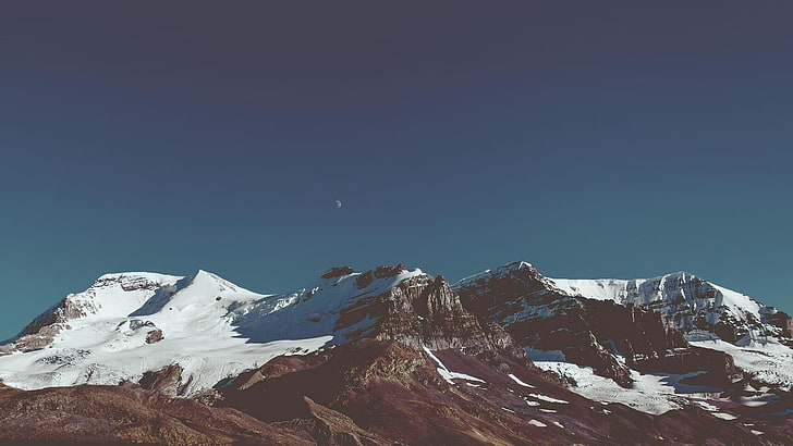 茶色の山脈、雪、自然、風景、ロッキー山脈、山、 HDデスクトップの壁紙