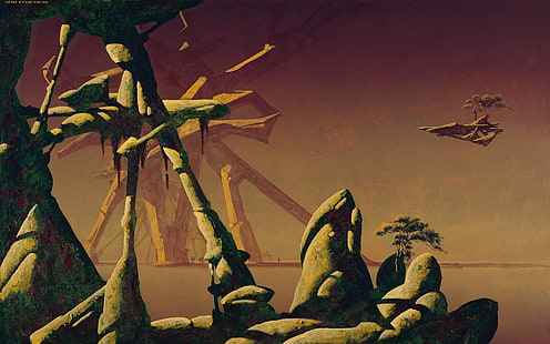 Roger Dean, formacja skalna, sztuka fantasy, Tapety HD HD wallpaper