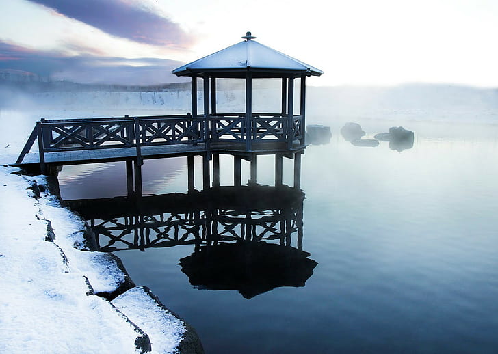pemandangan, danau, musim dingin, salju, Wallpaper HD