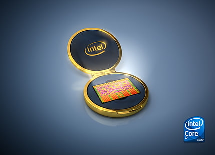 processore per computer verde e arancione, Intel, CPU, processore, oro, grigio, luce, Sfondo HD HD wallpaper