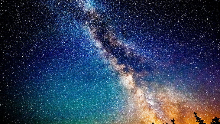 Outer Space Milky Way HD, ภาพประกอบกาแล็กซี่, ทิวทัศน์, ทางช้างเผือก, กลางคืน, นอกโลก, ท้องฟ้า, ดวงดาว, วอลล์เปเปอร์ HD