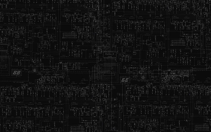 black, Bw, Circuits, Diagram, Schematic, HD wallpaper