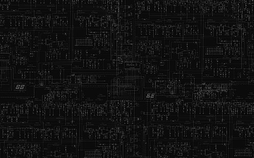 svart, Bw, kretsar, diagram, schematisk, HD tapet HD wallpaper