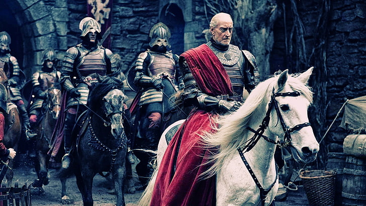 Mann reitet auf Pferd Kunstwerk, Tywin Lannister, Charles Dance, Game of Thrones, HD-Hintergrundbild