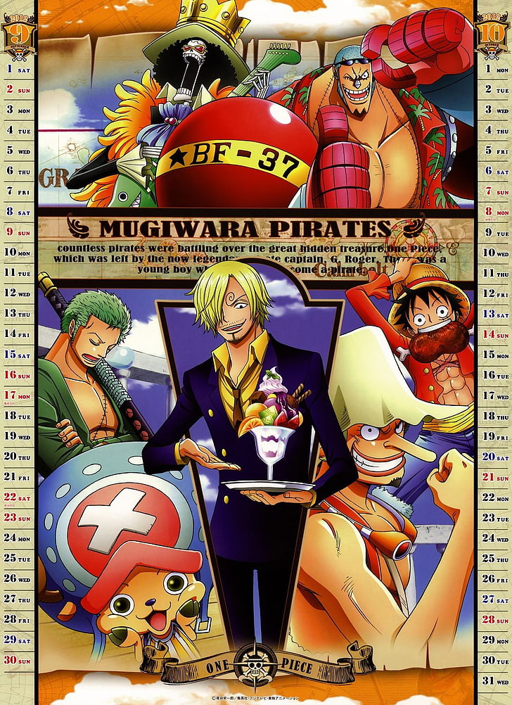 цельный календарь 2012 1163x1600 аниме One Piece HD Art, календарь, цельный, HD обои, телефон обои