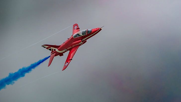 UK, aerobatic team, RAF, The Red Arrows, Royal air force, Red Arrow, Hawk T1, Hawker Siddeley Hawk, HD wallpaper
