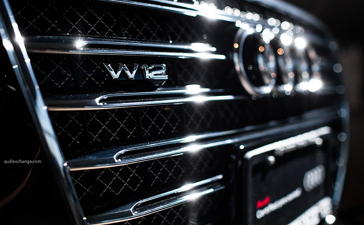 Audi A8 W12 Badge Black Audi W12 Vehicle Cars Audi Glossy Shiny Rings Hd Wallpaper Wallpaperbetter