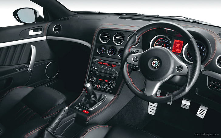 Alfa Romeo Brera S Interior ، لوحة قيادة سيارة سوداء ، alfa ، romeo ، brera ، داخلي ، سيارات ، alfa romeo، خلفية HD