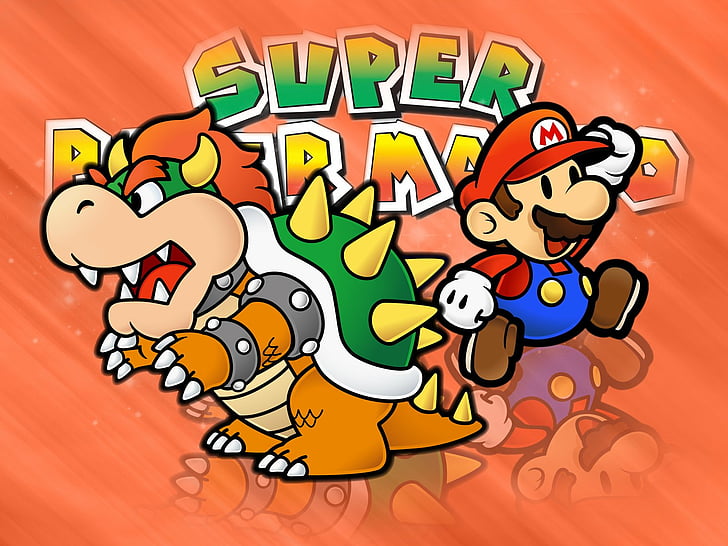 Mario, Super Paper Mario, Bowser, HD wallpaper