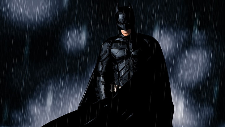 Бэтмен, дождь, MessenjahMatt, люди, кино, HD обои