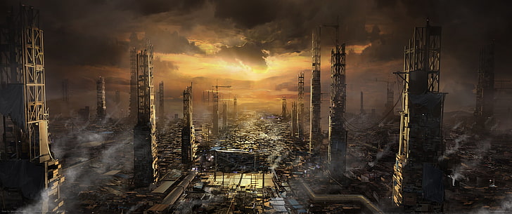 videospel, ultrawide, ultra-wide, Deus Ex: Mankind Divided, cyberpunk, Videospelkonst, Deus Ex, HD tapet