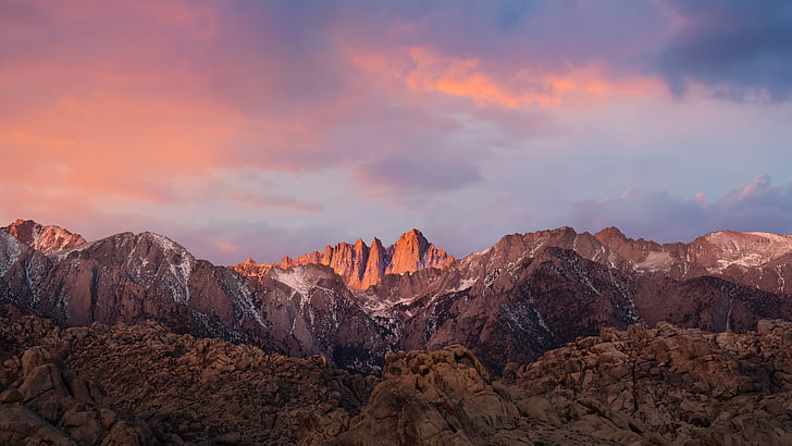 ภูเขาสีน้ำตาลในช่วงพระอาทิตย์ตก, เนินเขาแอละแบมา, ภูเขา, macOS Sierra, Stock, HD, 4K, วอลล์เปเปอร์ HD