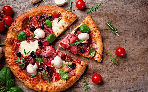 Pizza mit Pilzen, HD-Hintergrundbild HD wallpaper