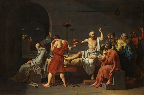 arte tradizionale, opere d'arte tradizionale, pittura, Socrate, filosofi greci, Jacques-Louis David, persone, Sfondo HD HD wallpaper