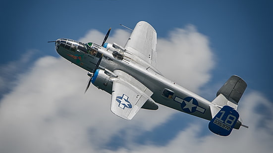 volo, bombardiere, americano, nordamericano, bimotore, medio, Mitchell, B-25, Sfondo HD HD wallpaper