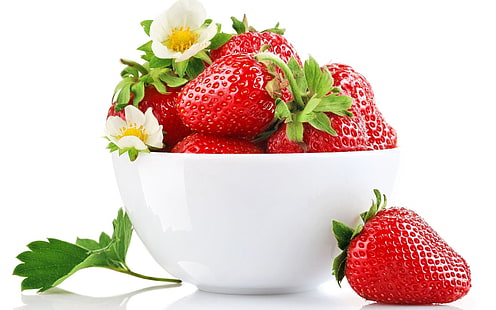 bowl of strawberries, berries, strawberries, bowl, HD wallpaper HD wallpaper