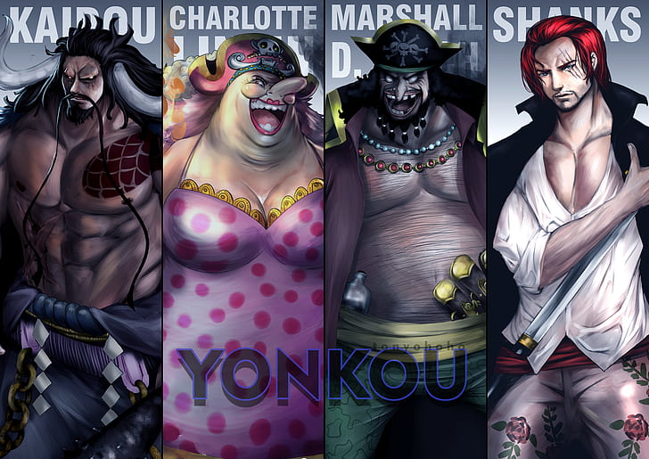 One Piece, Charlotte Linlin, Kaido (One Piece), Marshall D. Teach, Shanks (One Piece), Yonko (One Piece), HD тапет