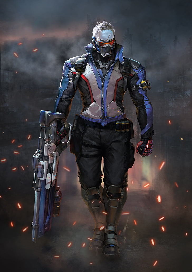 arte do personagem masculino, Soldier 76 (Overwatch), Overwatch, HD papel de parede, papel de parede de celular