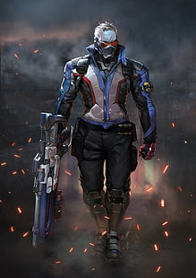 männliche Figur Kunstwerk, Soldat 76 (Overwatch), Overwatch, HD-Hintergrundbild HD wallpaper