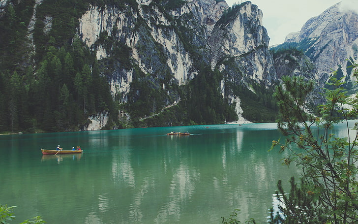 lake, forest, kayak, holiday, summer, nature, HD wallpaper