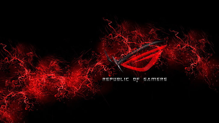fond d'écran numérique Republic of Gamers rouge et noir, ASUS, joueurs, jeux vidéo, jeux sur PC, fenêtre, Fond d'écran HD