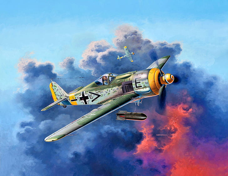 Germany, fighter-bomber, Focke-Wulf, The second World war, Luftwaffe, Fw-190F-8, SC 250, bomb, Radial engine, Battle squadron 4, HD wallpaper