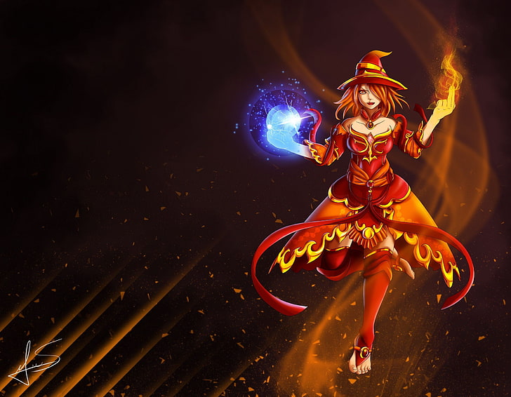 red haired female anime character, Dota, Defense of the ancient, Lina, HD wallpaper