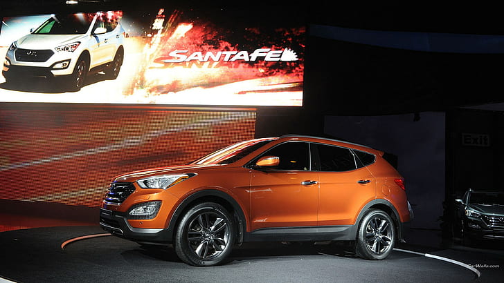 Hyundai Santa Fe, Hyundai, coches naranjas, coche, vehículo, Fondo de pantalla HD