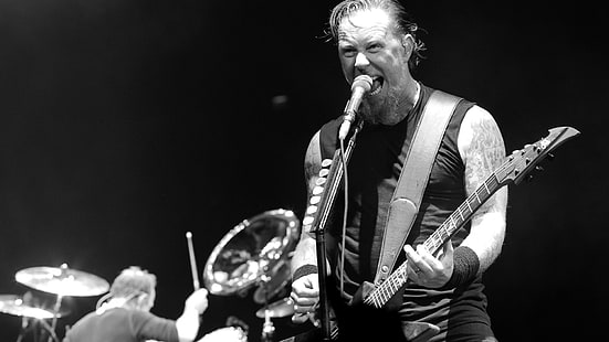 Metallica James Hetfield BW HD ، موسيقى ، وزن الجسم ، جيمس ، ميتاليكا ، هيتفيلد، خلفية HD HD wallpaper